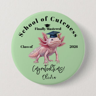 Graduation Axolotl Button - Fun Grad Family Pride