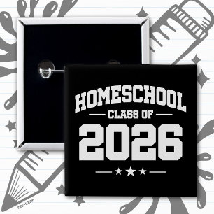 Graduation Back to Home School Class of 2026 15 Cm Square Badge
