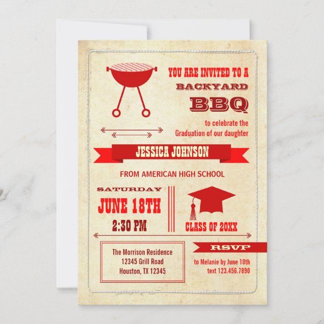 Graduation Backyard BBQ Invitation (Front)