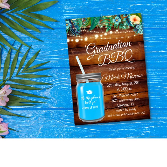 Graduation Backyard BBQ Mason Jar Invitation (Creator Uploaded)