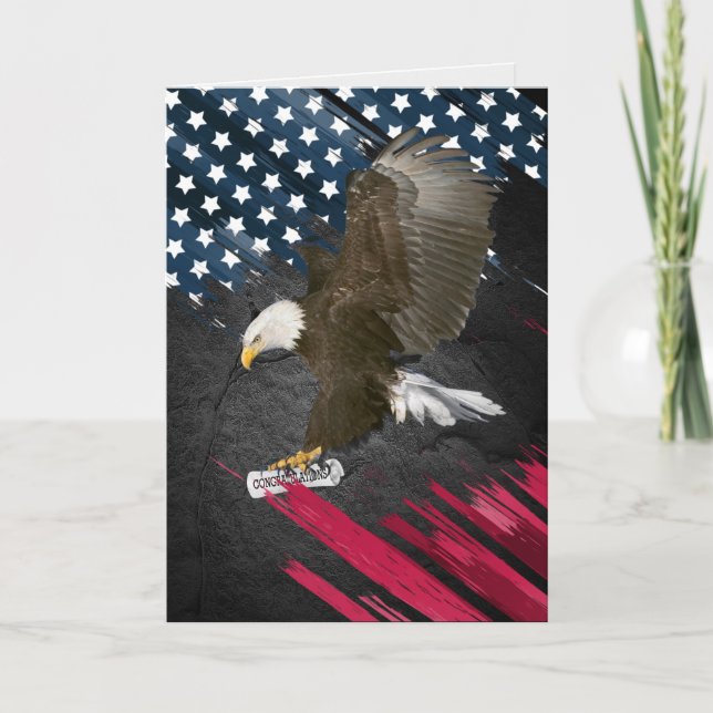 Graduation Bald Eagle with Diploma  Card (Front)