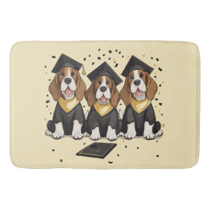 Graduation Basset Hound Dogs Bath Mat