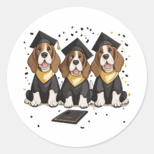 Graduation Basset Hound Dogs Classic Round Sticker