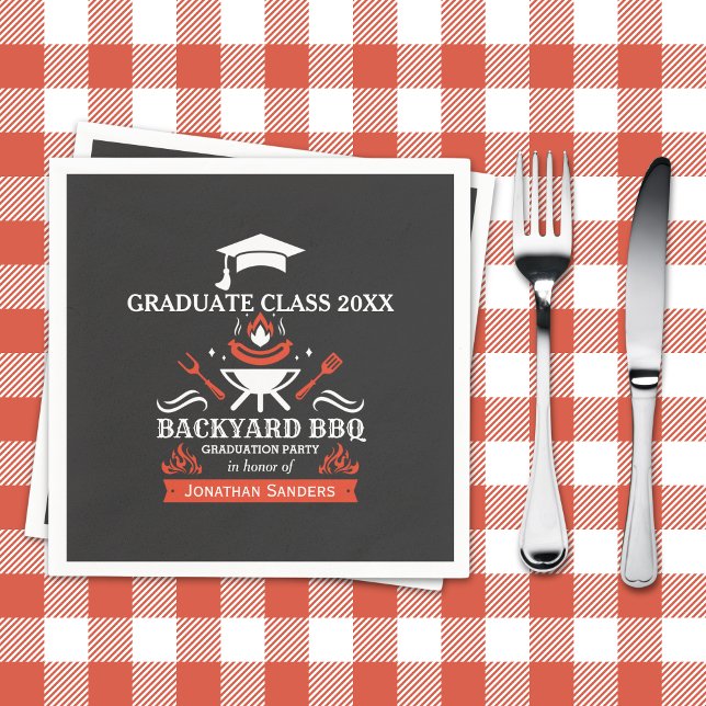 Graduation BBQ Backyard Navy Blue Napkin (Creator Uploaded)