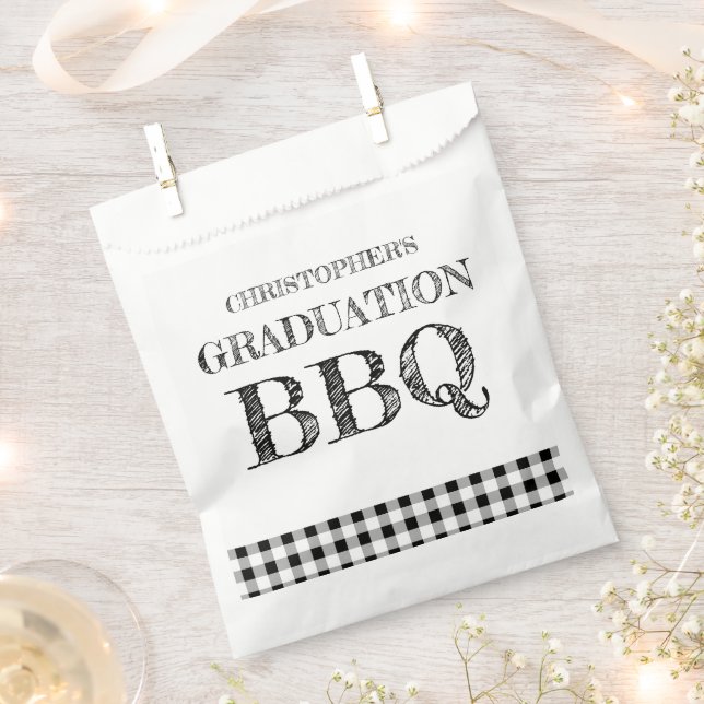 Graduation BBQ Gingham Favour Bag (Clipped)