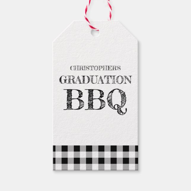 Graduation BBQ Gingham Gift Tags (Front)