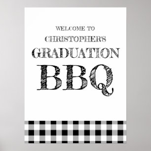 Graduation BBQ Gingham Poster