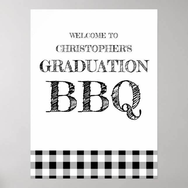 Graduation BBQ Gingham Poster (Front)