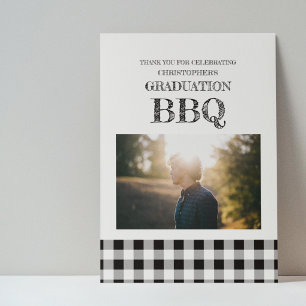 Graduation BBQ Gingham Thank You Card