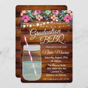 Graduation BBQ Mason Jar Invitation