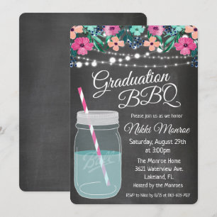 Graduation BBQ Mason Jar Invitation