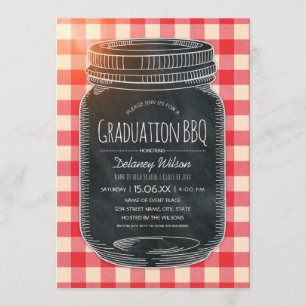 Graduation BBQ Party Vintage Chalkboard Mason Jar Invitation