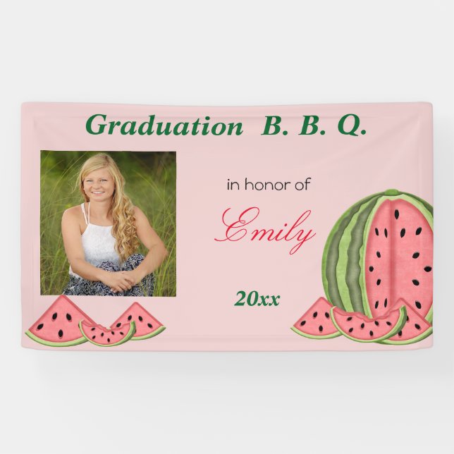 Graduation, BBQ, Watermelon, Fun, Custom Banner (Horizontal)