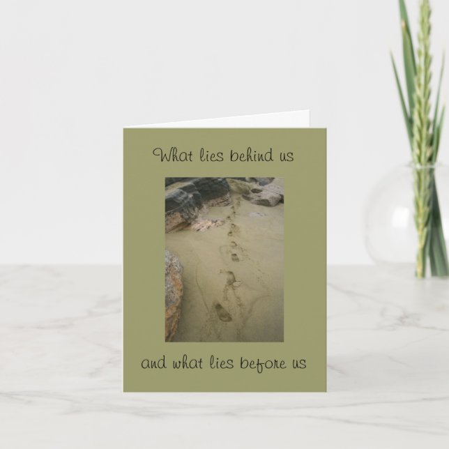 Graduation Beach Footprints in Sand Card (Front)