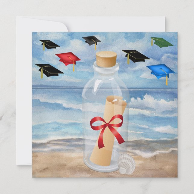 Graduation - "Beach Invitation in a Bottle" - SRF (Front)