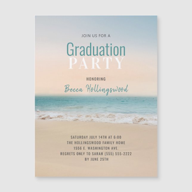 Graduation  Beach Theme Party Invitation (Front)