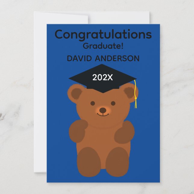 Graduation Bear #1 Flat Note Card (Front)