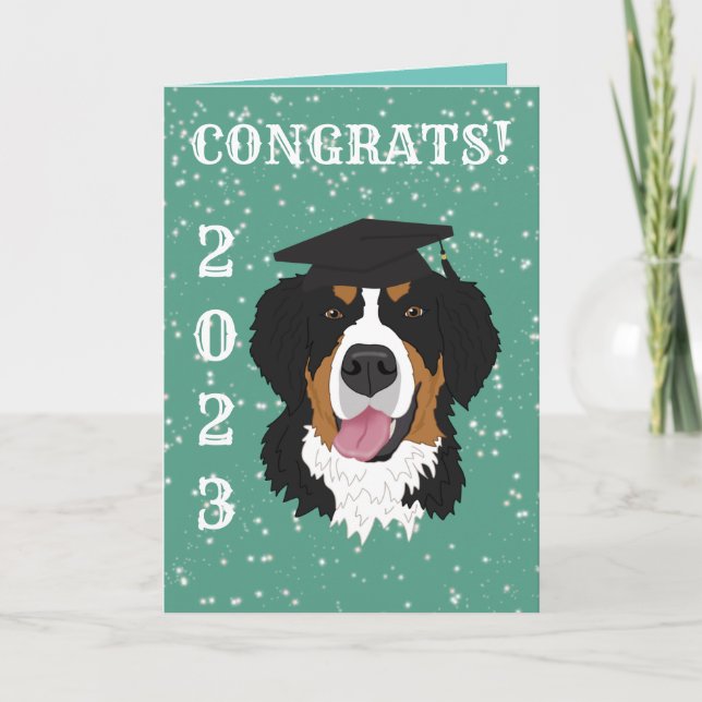 Graduation Bernese Mountain Dog Card (Front)