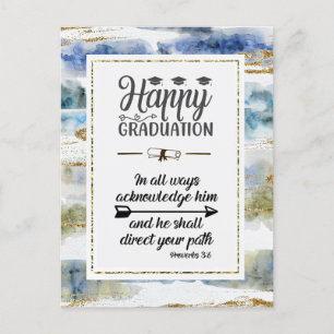 Graduation Bible Verse Proverbs 3:6 Modern Design Postcard