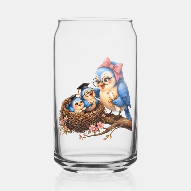 Graduation Bird Drinkware Set Can Glass (Front)