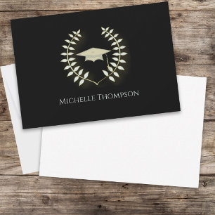 Graduation Black and Gold Blank Thank You Card