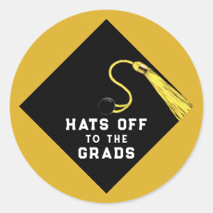 Graduation Black and Gold Classic Round Sticker
