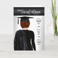 Graduation Black Cap and Gown Short Red Hair