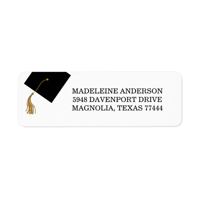 Graduation Black Cap And Tassel Address Return Address Label (Front)