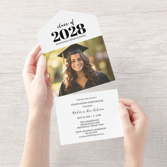 Graduation Black Cap And Tassel Photo Open House  All In One Invitation (Tearaway)