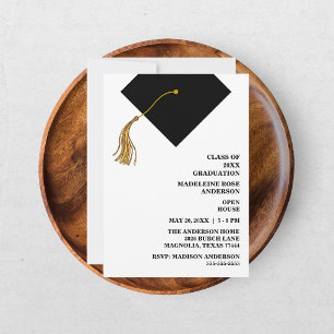 Graduation Black Cap And Tassel Photo Open House  Invitation