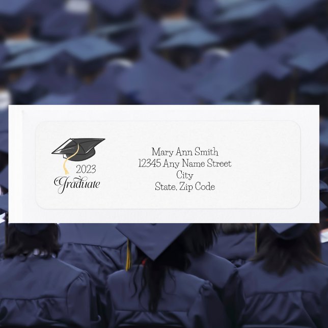 Graduation / Black Cap, Class Year & Graduate  Return Address Label (Creator Uploaded)