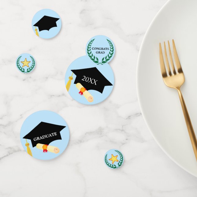 Graduation black cap, laurel & stars Confetti (Group)