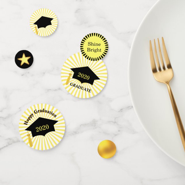 Graduation Black Cap & Sun Rays Table Confetti (Group)