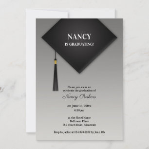Graduation Black Hat  Invitation