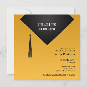 Graduation Black Hat Invitation