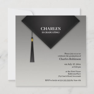 Graduation Black Hat Invitation