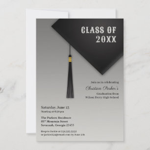 Graduation Black Hat Invitation