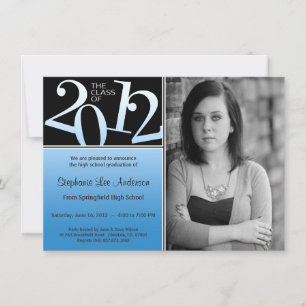 Graduation Black On Blue Invite