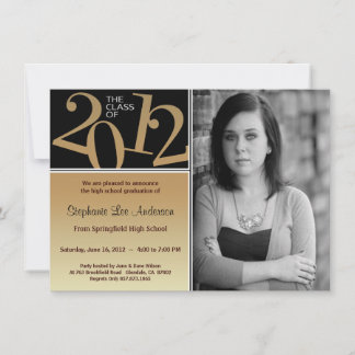 Graduation Black On Gold Invite