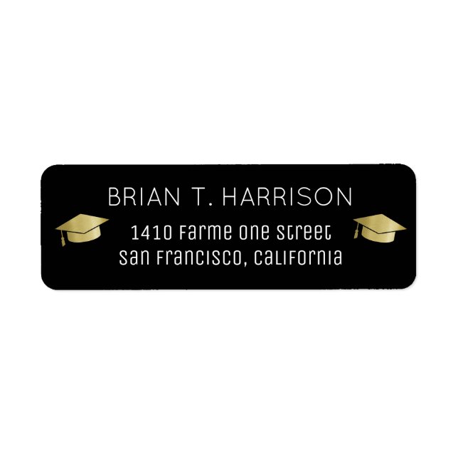 graduation black return address label (Front)