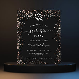 Graduation black rose gold 2025 invitation