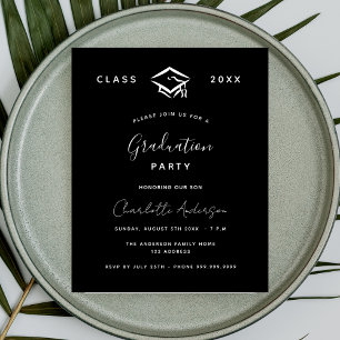 Graduation black white 2025 budget invitation flyer