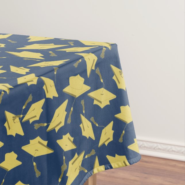 Graduation Blue and Gold Caps in the Air Tablecloth (In Situ)