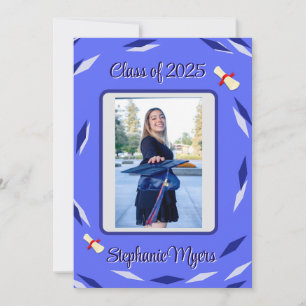 Graduation, Blue Flat Announcement Card
