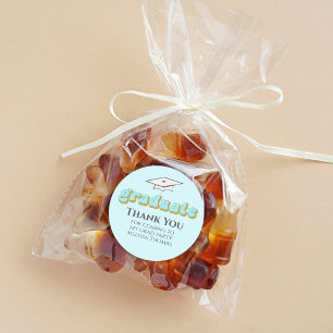 Graduation blue Graduate Retro Typography Simple Classic Round Sticker