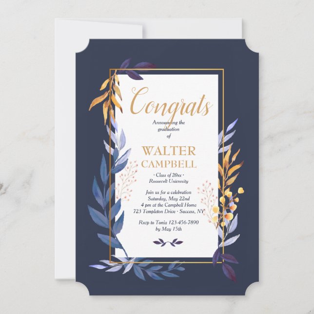 Graduation Blue Invitation (Front)