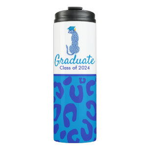 Graduation Blue Leopard wearing cap  Thermal Tumbler