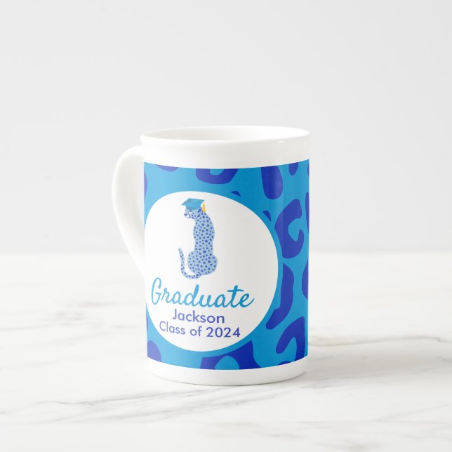 Graduation Blue Leopards Speciality Mug (Front Left)