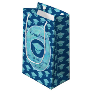 Graduation Blue Opal Trendy Pattern Graduate Small Gift Bag