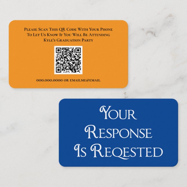 Graduation Blue RSVP QR Code Response Card (Front/Back)